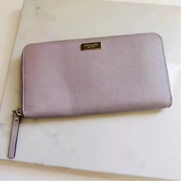 Kate Spade Laurel Way Neda Saffiano Leather Large Zip Around Wallet -Dusty Peony - Picture 2 of 10